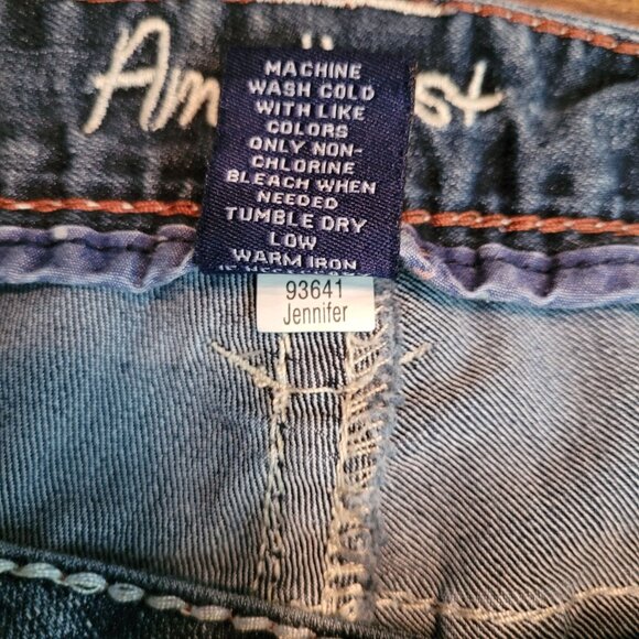 Amethyst Jeans Size 14 Jennifer Cuffed Low Rise Medium Dark Wash Stretch - Picture 5 of 11